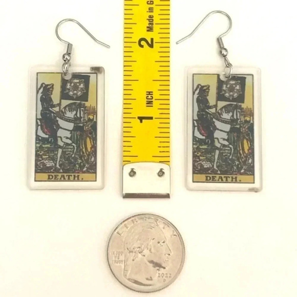 “Death” Tarot Card Handmade Drop Earrings - Picture 4 of 4